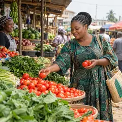 A woman choosing fresh market produce